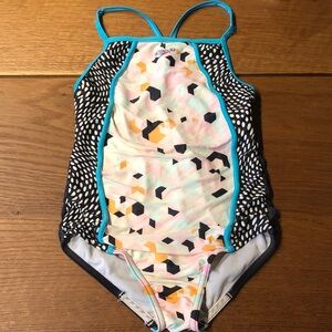Speedo Kids One-Piece Swim Suit in Multicolor Hex Print